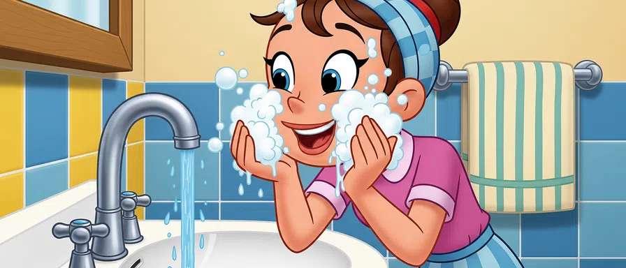 girl washing face